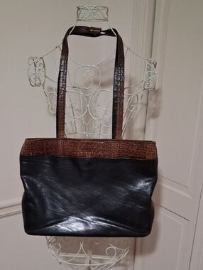Black and Brown Leather Tote Bag